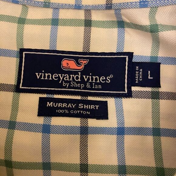Vineyard Vines White and Blue Long Sleeve Murray Button Down Shirt Sz L - Picture 11 of 14